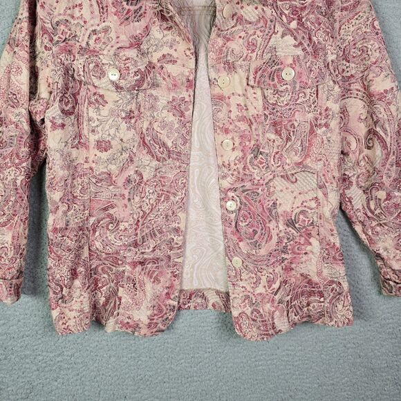 Joni B Blush Rose Paisley Print Shirt Jacket Shacket Large - Picture 6 of 16
